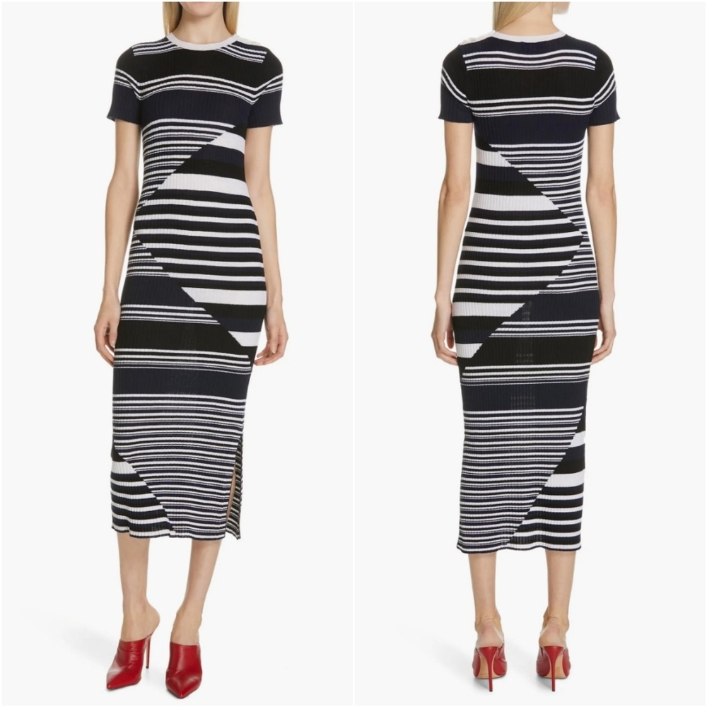 Equipment Femme Dewey Sweater Midi Dress Blue Stripe Womens Small Wool - Picture 12 of 12